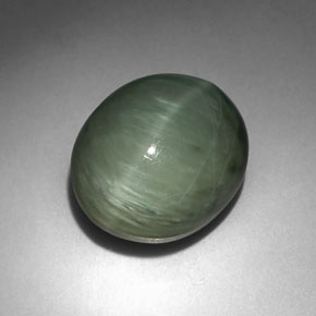 6,35 ctw natürlicher grüner Quarz Katzenauge, Oval Schliff, Lichtundurchlässig