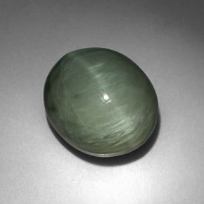 6,35 ctw natürlicher grüner Quarz Katzenauge, Oval Schliff, Lichtundurchlässig