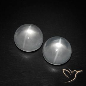 8.87 ct natürliche Weiß Quarz-Katzenauge-Edelsteine, Runden, Transparent