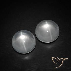 8.87 ct natürliche Weiß Quarz-Katzenauge-Edelsteine, Runden, Transparent