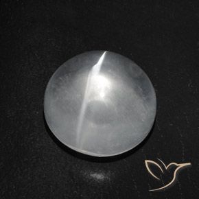 7.56ct Natürlicher Klares Weiß Quarz-Katzenauge, Runden, Transparent