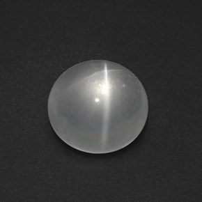 7,54 ctw natürlicher weißer Quartz Cat's Eye, Rundschliff, Transparent