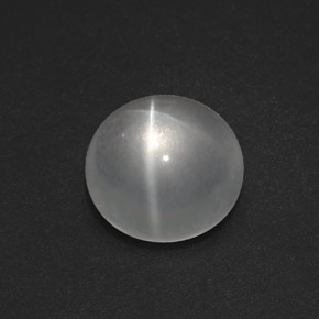 7,54 ctw natürlicher weißer Quartz Cat's Eye, Rundschliff, Transparent