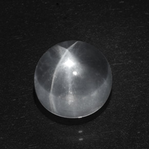 6,95 ctw natürlicher weißer Quartz Cat's Eye, Rundschliff, Transparent