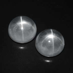 9,41 ct natürliche weißer Quartz Cat's Eye-Edelsteine, Rundschliff, Transparent