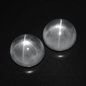 9,41 ct natürliche weißer Quartz Cat's Eye-Edelsteine, Rundschliff, Transparent