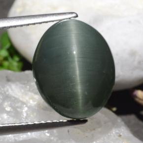 9,17 ctw natürlicher Mittelgrau Quarz-Katzenauge, Oval Schliff, Lichtundurchlässig