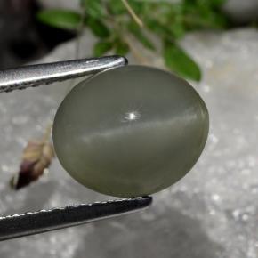 2,99 ctw natürlicher grauer Quartz Cat's Eye, Oval Schliff, Lichtdurchlässig