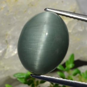 9,17 ctw natürlicher Grün Quarz Katzenauge, Oval Schliff, Lichtundurchlässig