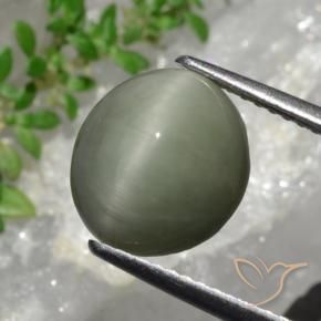 9,17 ctw natürlicher Grau Grün Quarz-Katzenauge, Oval, Lichtundurchlässig