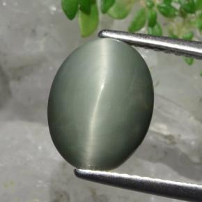 9,17 ctw natürlicher Grün Quarz-Katzenauge, Oval Schliff, Lichtundurchlässig