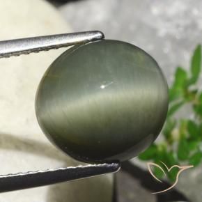 9,17 ctw natürlicher Warmes Grün Quarz-Katzenauge, Oval, Lichtundurchlässig