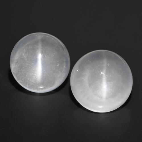 13,12 ct natürliche weißer Quartz Cat's Eye-Edelsteine, Rundschliff, Transparent