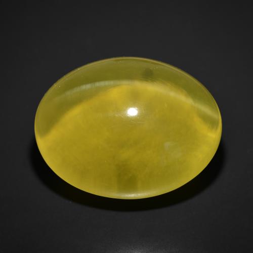 169.73ct Natürlicher Mittelgelb Quarz-Katzenauge, Oval, Transparent