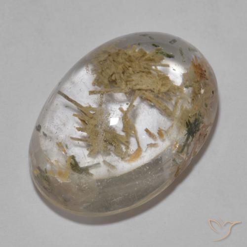 19.85ct Natürlicher Mehrfarbig Quarz mit Hedenbergit, Oval, Transparent