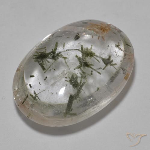 9,17 ctw natürlicher Mehrfarbig Quarz mit Hedenbergit, Oval, Transparent