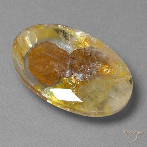 9,17 ctw natürlicher Mehrfarbig Quarz mit Markasit, Oval, Transparent