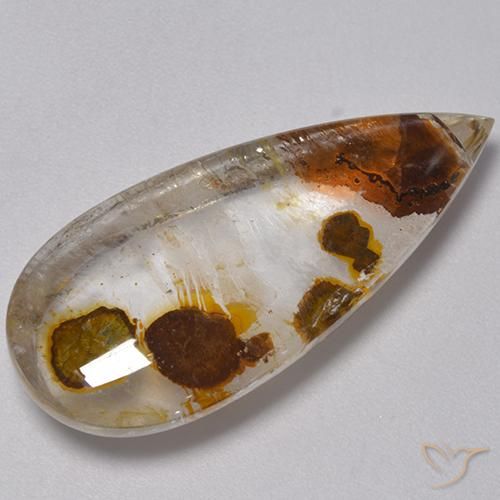 25.27ct Natürlicher Mehrfarbig Quarz mit Markasit, Birnenform, Transparent