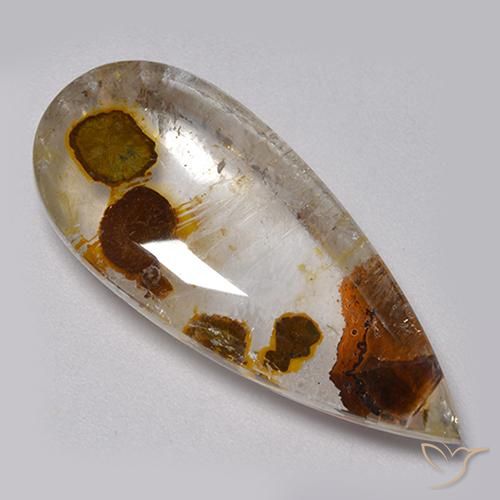 9,17 ctw natürlicher Mehrfarbig Quarz mit Markasit, Birnenform, Transparent