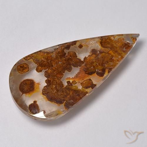 31.25ct Natürlicher Mehrfarbig Quarz mit Markasit, Birnenform, Transparent