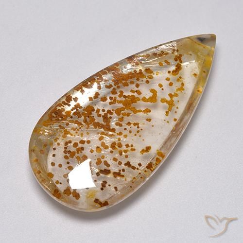 32.95ct Natürlicher Mehrfarbig Quarz mit Markasit, Birnenform, Transparent