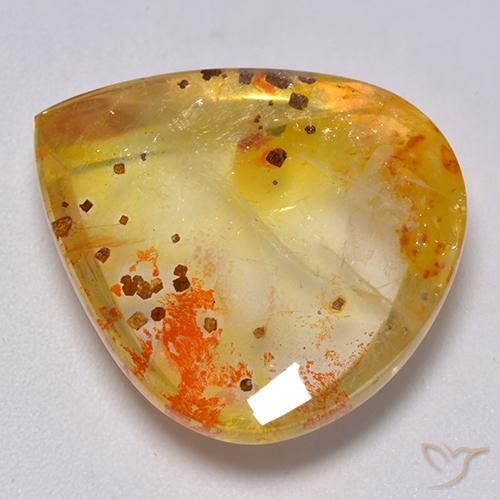 9,17 ctw natürlicher Mehrfarbig Quarz mit Markasit, Birnenform, Transparent