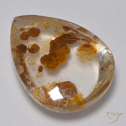 9,17 ctw natürlicher Mehrfarbig Quarz mit Markasit, Birnenform, Transparent