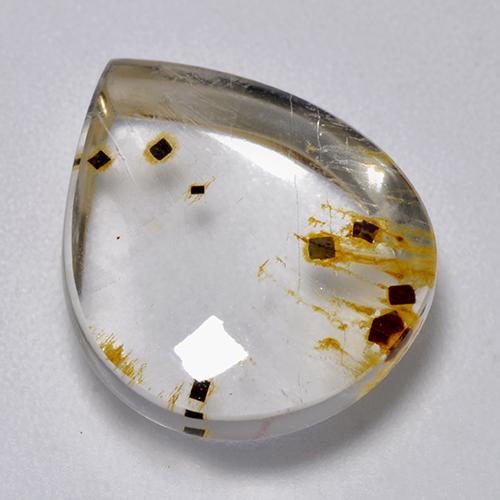 9,21 ctw natürlicher mehrfarbiger Quarz mit Markasit, Birnenform, Transparent
