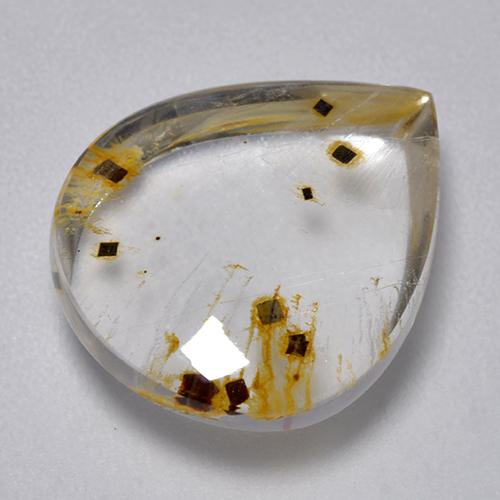 9,21 ctw natürlicher mehrfarbiger Quarz mit Markasit, Birnenform, Transparent