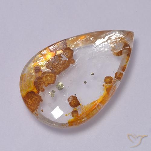 12.63ct Natürlicher Mehrfarbig Quarz mit Markasit, Birnenform, Transparent