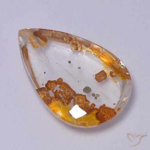 9,17 ctw natürlicher Mehrfarbig Quarz mit Markasit, Birnenform, Transparent