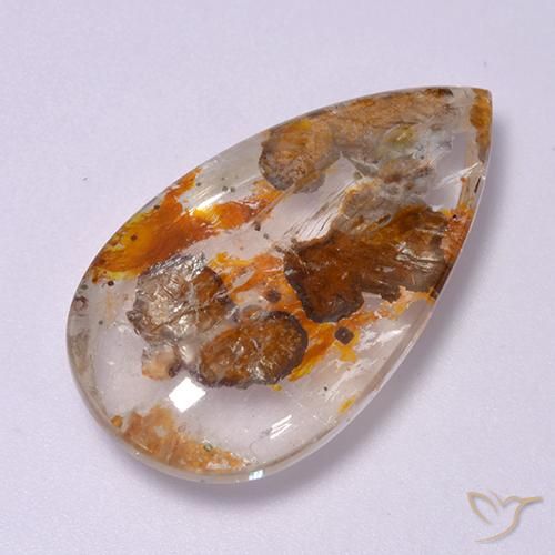 20.84ct Natürlicher Mehrfarbig Quarz mit Markasit, Birnenform, Transparent