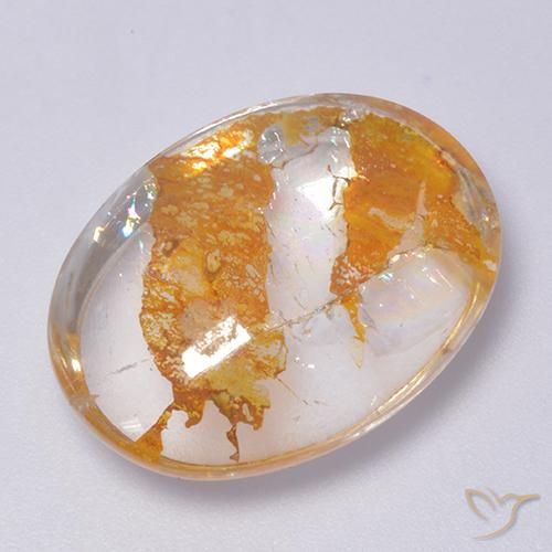22.34ct Natürlicher Mehrfarbig Quarz mit Markasit, Oval, Transparent