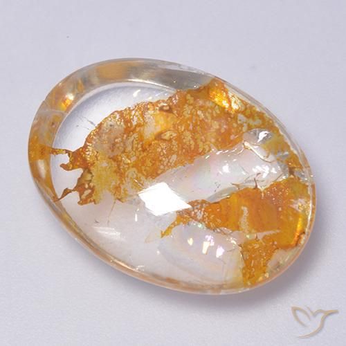 9,17 ctw natürlicher Mehrfarbig Quarz mit Markasit, Oval, Transparent