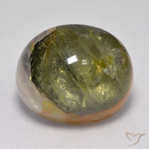 15.61ct Natürlicher Mehrfarbig Quarz mit Markasit, Oval, Lichtdurchlässig