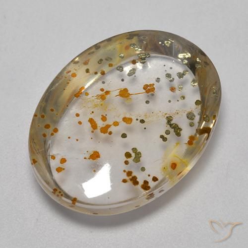 9,17 ctw natürlicher Mehrfarbig Quarz mit Markasit, Oval, Transparent