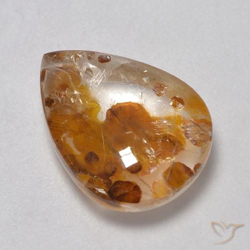 9,17 ctw natürlicher Mehrfarbig Quarz mit Markasit, Birnenform, Transparent