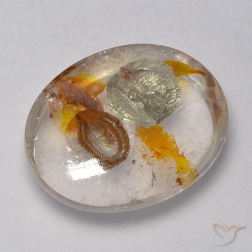 16.86ct Natürlicher Mehrfarbig Quarz mit Markasit, Oval, Transparent