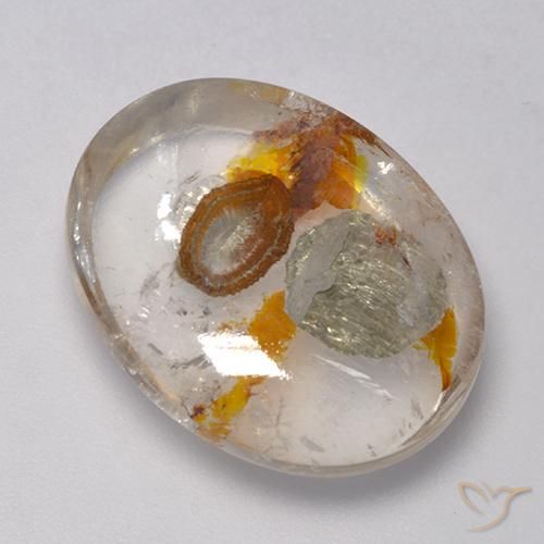 9,17 ctw natürlicher Mehrfarbig Quarz mit Markasit, Oval, Transparent