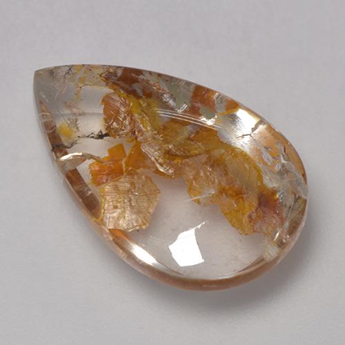 8,86 ctw natürlicher mehrfarbiger Quarz mit Markasit, Birnenform, Transparent