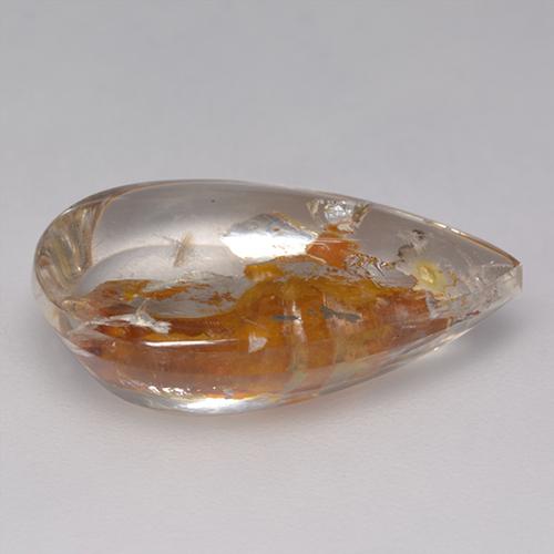 8,86 ctw natürlicher mehrfarbiger Quarz mit Markasit, Birnenform, Transparent