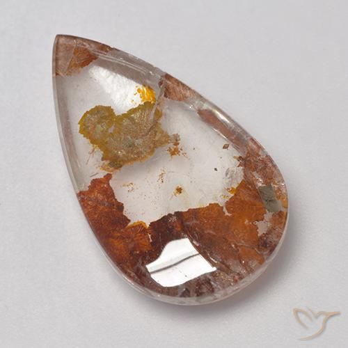 12.68ct Natürlicher Mehrfarbig Quarz mit Markasit, Birnenform, Transparent