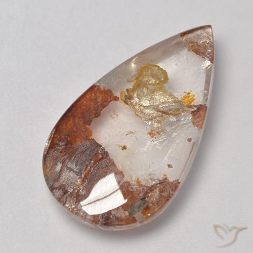 9,17 ctw natürlicher Mehrfarbig Quarz mit Markasit, Birnenform, Transparent