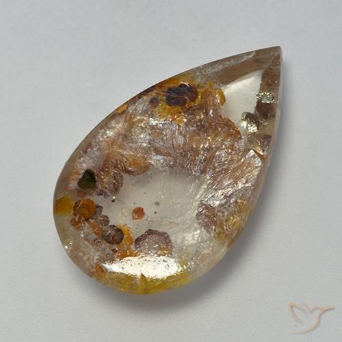 13.85ct Natürlicher Mehrfarbig Quarz mit Markasit, Birnenform, Transparent