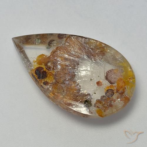 9,17 ctw natürlicher Mehrfarbig Quarz mit Markasit, Birnenform, Transparent