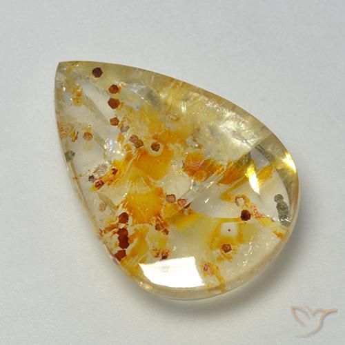 13.08ct Natürlicher Mehrfarbig Quarz mit Markasit, Birnenform, Transparent