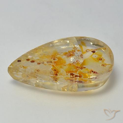 9,17 ctw natürlicher Mehrfarbig Quarz mit Markasit, Birnenform, Transparent