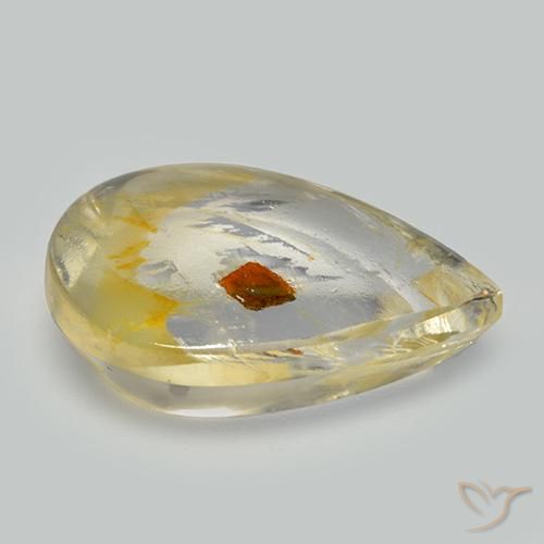 9,17 ctw natürlicher Mehrfarbig Quarz mit Markasit, Birnenform, Transparent