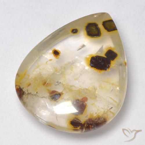 16.06ct Natürlicher Mehrfarbig Quarz mit Markasit, Birnenform, Transparent