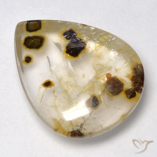 9,17 ctw natürlicher Mehrfarbig Quarz mit Markasit, Birnenform, Transparent